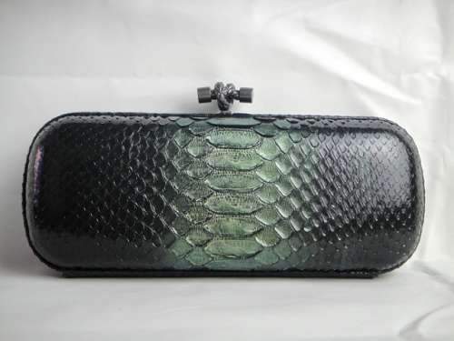 Bottega Veneta Clutches New Knot 8652 silver black green snake